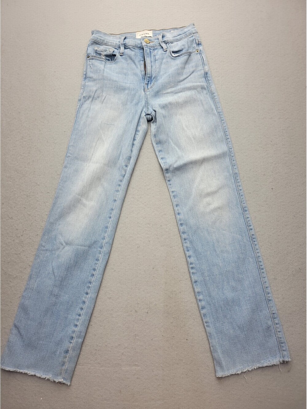 Frame Women's Jeans Size 25 Blue Straight Light Wash Cotton Blend Mid Crop USA